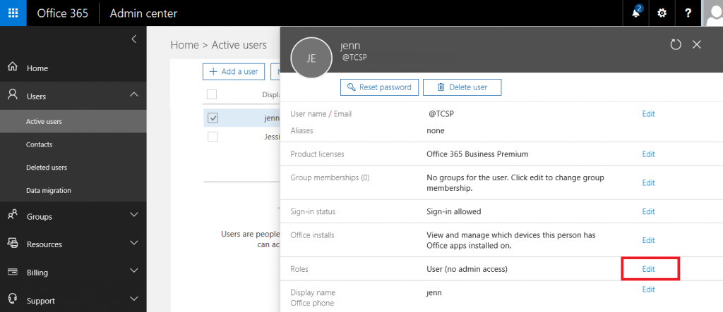 Office 365 Assign Administrator Permissions to User Step 5