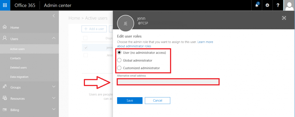 Office 365 Assign Administrator Permissions to User Step 7